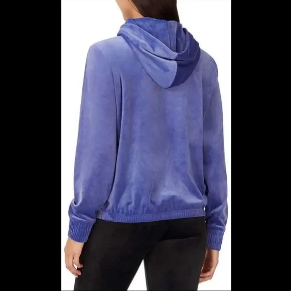 NWOT Fila Soft Velour Quarter Zip Hoodie in Purple-Blue - Picture 3 of 13